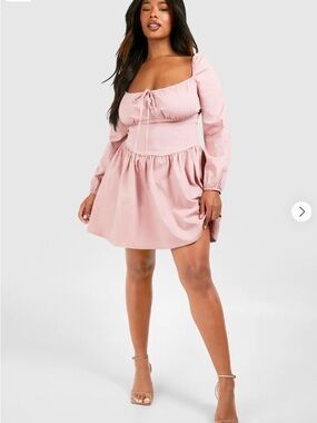 Boohoo Women's Dusty Rose Peasant Dress